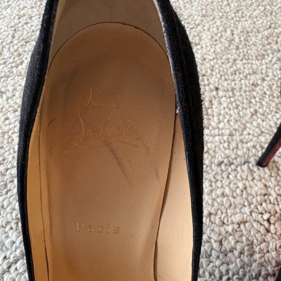 Christian Louboutin Pigalle Follies Black Suede Stiletto Pointed Toe Heels 39.5 - Picture 4 of 16